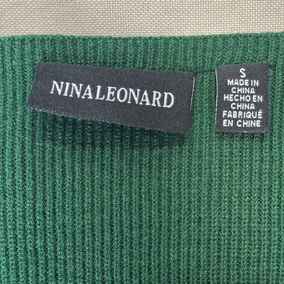 Nina Leonard Deep Green Long Sleeve Knit Dress - Picture 5 of 6